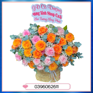 Giỏ Hoa Để Bàn Tặng Khai Trương Salon Xinh Shop
