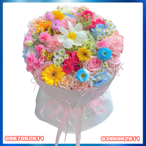 Bó hoa tròn style Hàn Quốc Siêu xinh