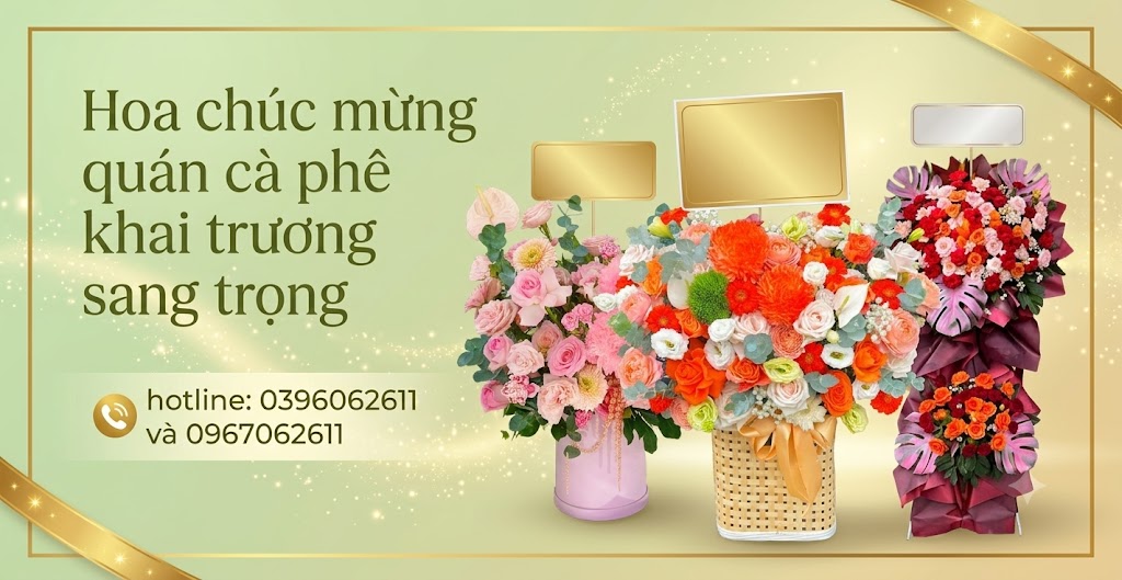 Hoa chúc mừng quán cà phê khai trương sang trọng